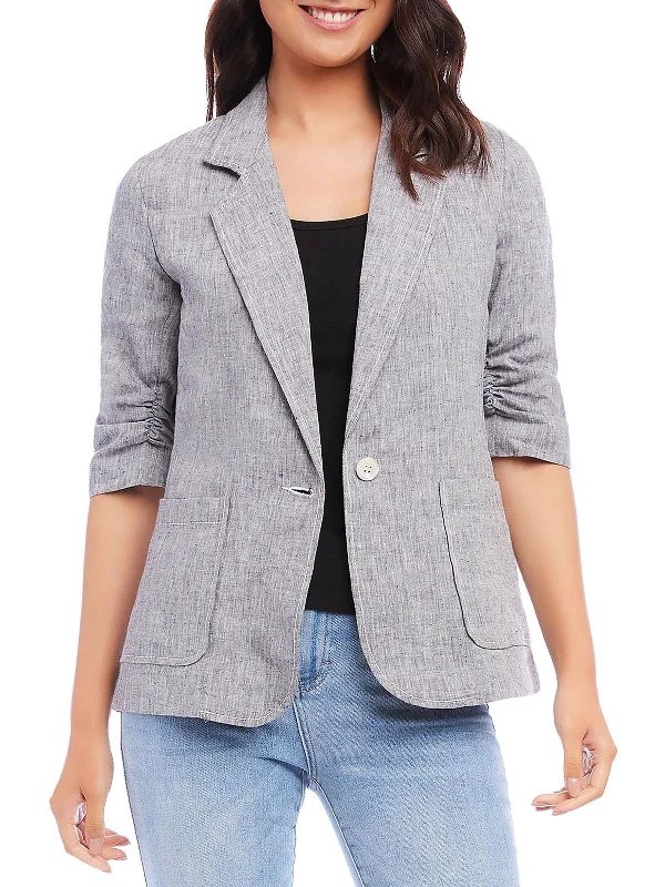 Single - Breasted Women's Linen Blend Blazers in Earth Tones for Casual Wear Womens Linen Suit Separate One-Button Blazer