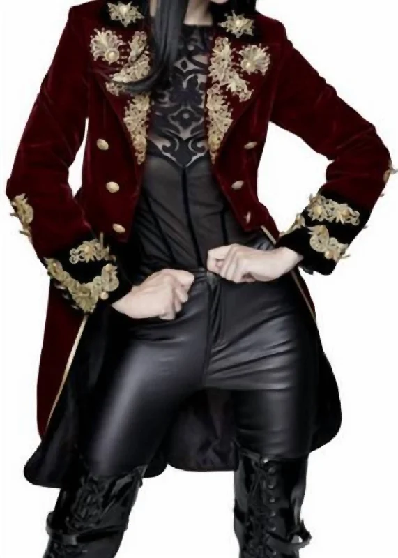 Shearling - lined women's leather coats for ultimate warmth and luxury Women's Pirate Coat In Red