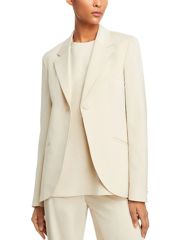 Plus Size Women's Military - Inspired Blazers with Gold Accents for a Bold Look Womens Silk Blend Suit Separate One-Button Blazer