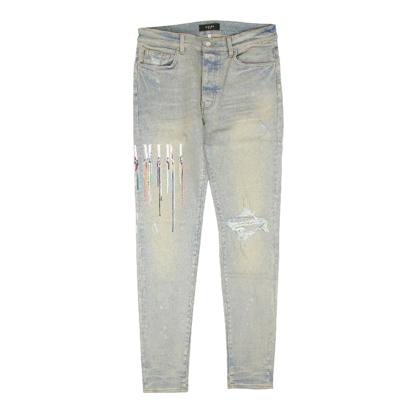 Amiri PAINT DRIP LOGO JEAN Clay Indigo Straight-Fit Jeans