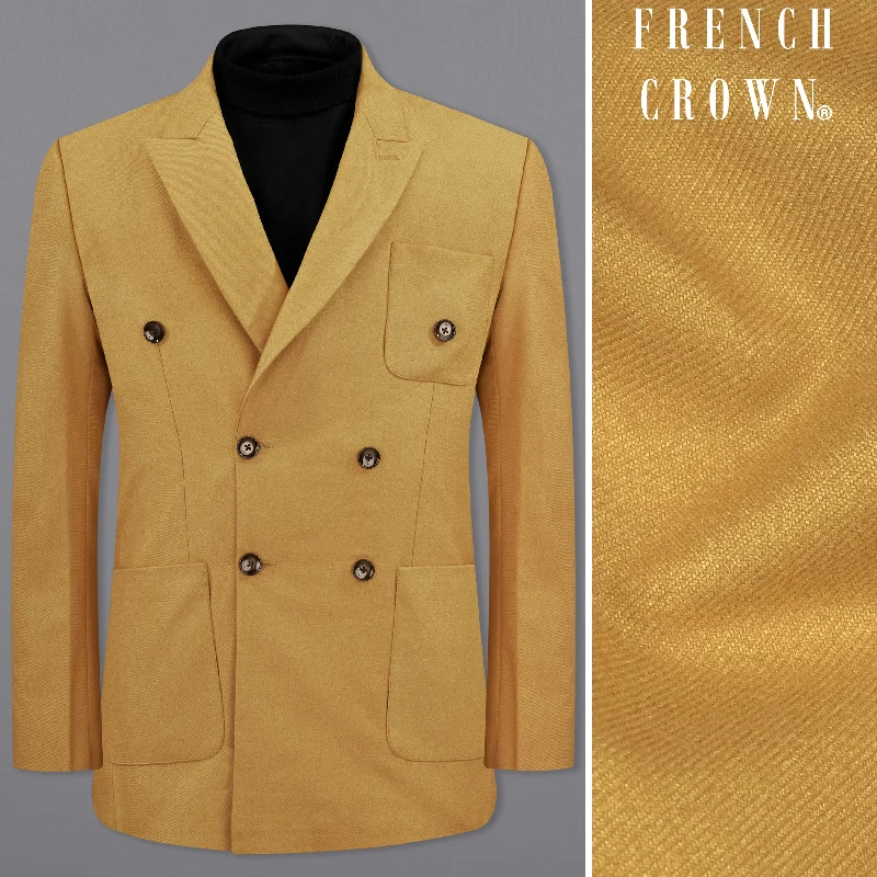 Copper Yellow Wool Rich Double Breasted Sports Blazer