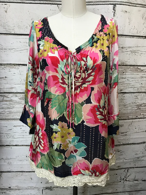 Floral Print Top Long Sleeve Luxury Designer Johnny Was, Size Xs