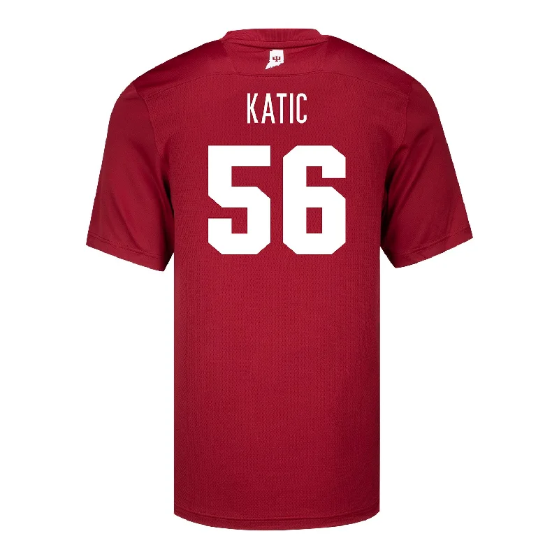 Indiana Hoosiers Adidas #56 Mike Katic Crimson Student Athlete Football Jersey