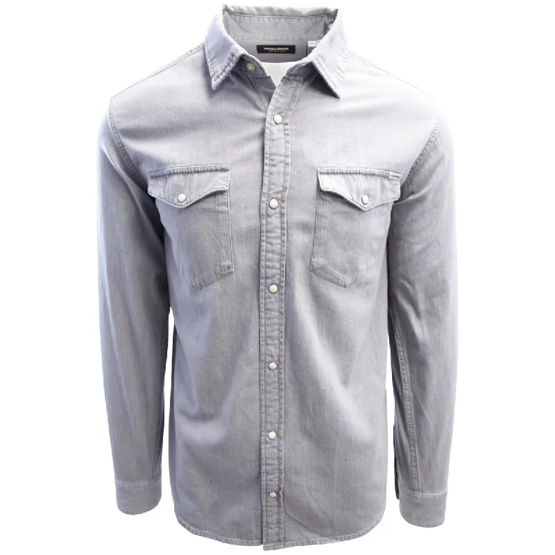 Jack & Jones Men's Light Grey Denim Slim Sheridan L/S Shirt