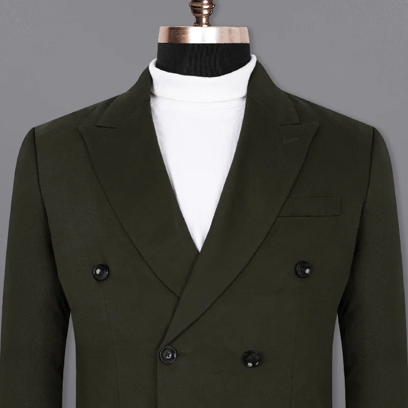 Log Cabin Green Double Breasted Premium Cotton Blazer