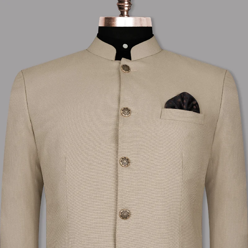 Malta Cream Bandhgala Wool Rich Blazer