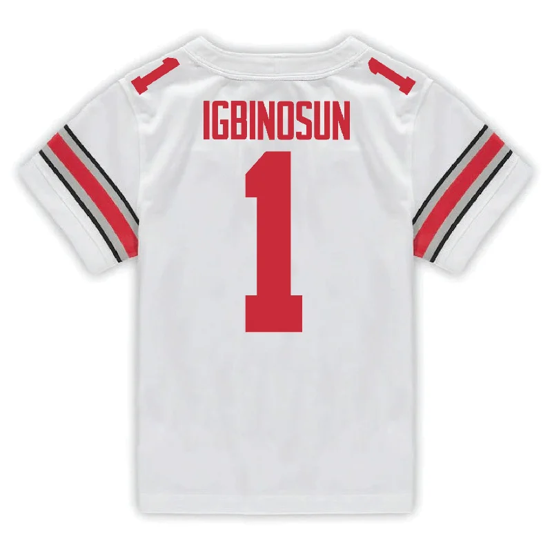 Ohio State Buckeyes Nike #1 Davison Igbinosun Student Athlete White Football Jersey