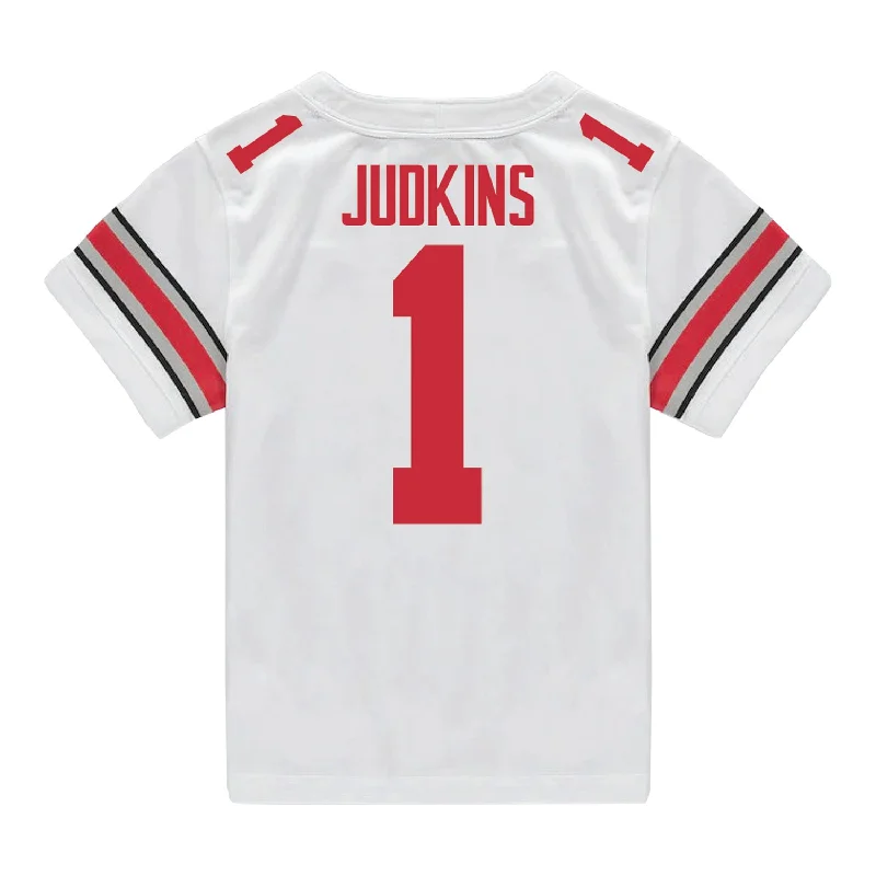 Ohio State Buckeyes Nike #1 Quinshon Judkins Student Athlete White Football Jersey