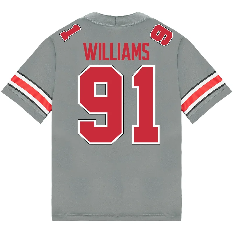 Ohio State Buckeyes Nike #91 Tyleik Williams Student Athlete Gray Football Jersey