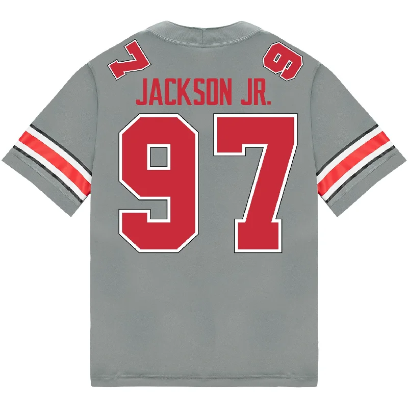 Ohio State Buckeyes Nike #97 Kenyatta Jackson Jr. Student Athlete Gray Football Jersey