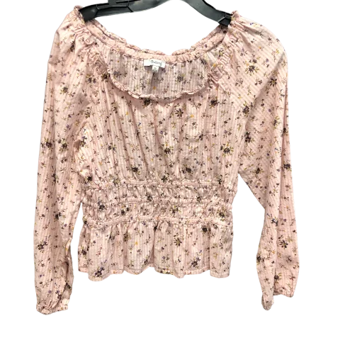 Pink Top Long Sleeve Designer Madewell, Size Xs