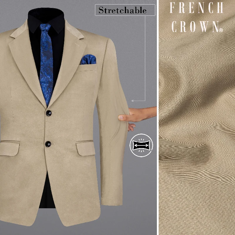 Quicksand Brown Stretchable Premium Cotton traveler Blazer