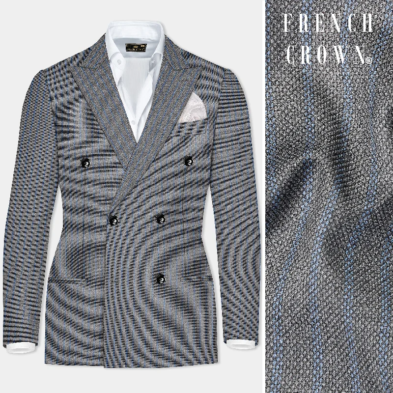 Vampire Gray Striped Wool Double Breasted Blazer