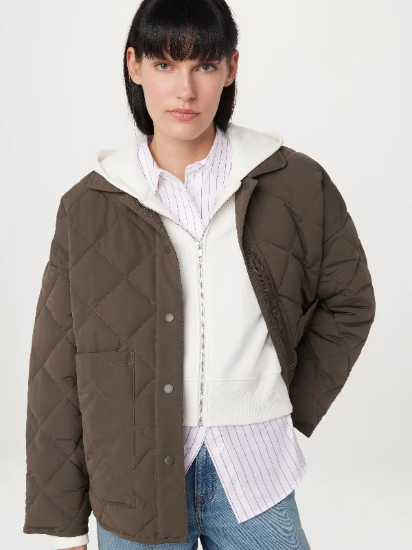 Women's trench coats with a removable belt for customizable styling  The Skyline Loose Overshirt in Brown Black