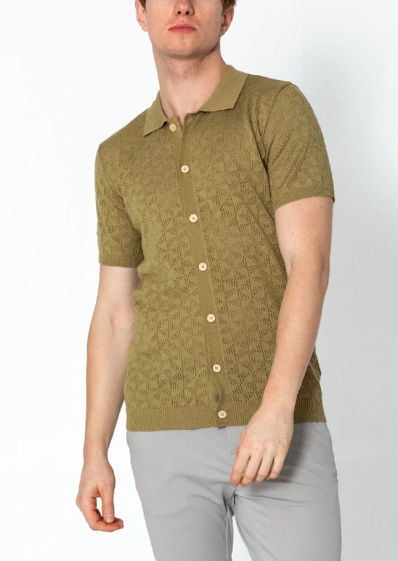ribbed women cardigan with a classic texture Geometric Crochet Knit Polo - Light Green ribbed women cardigan with a classic texture Geometric Crochet Knit Polo - Light Green