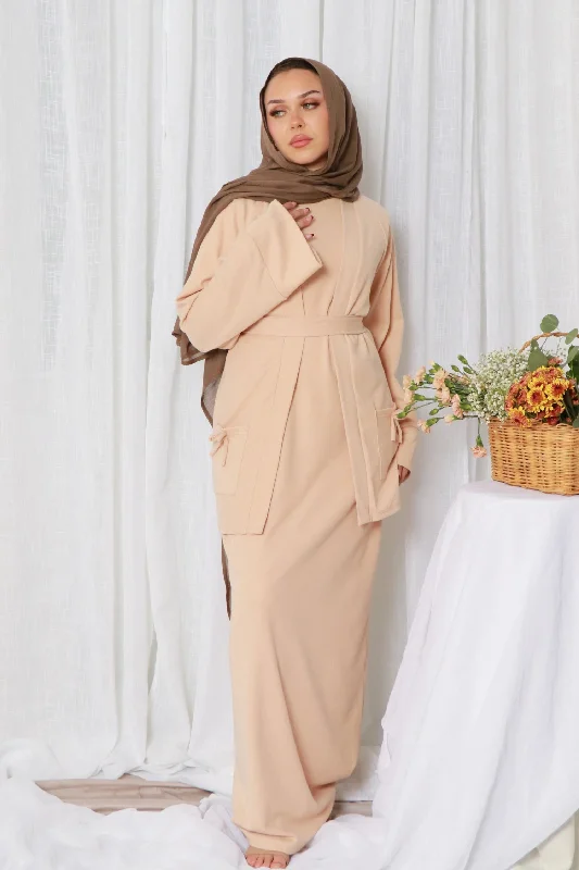 boyfriend style women cardigan for a relaxed fit Belle premium Ribbed Knit Set- Beige boyfriend style women cardigan for a relaxed fit Belle premium Ribbed Knit Set- Beige