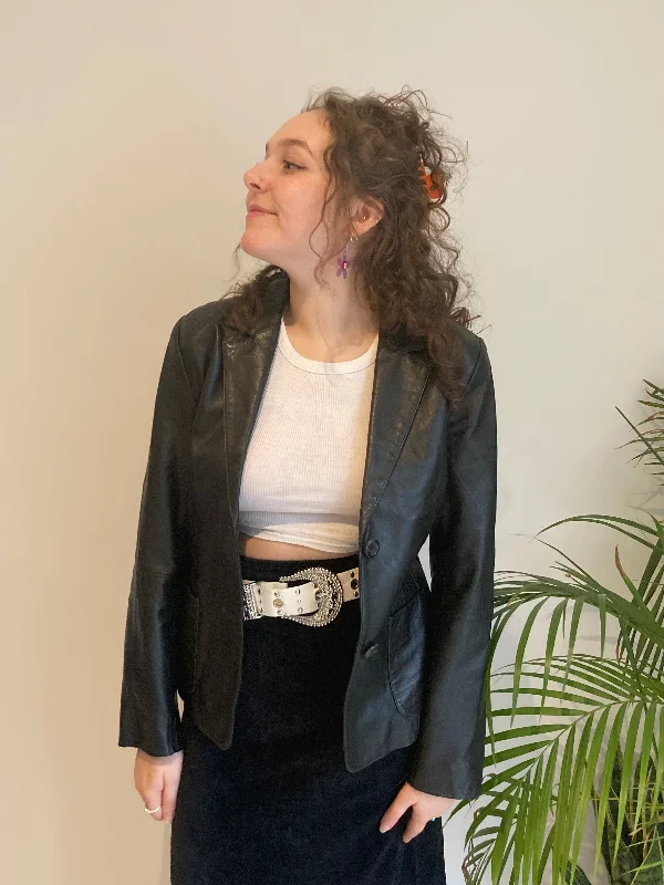 Women's trench coats with a removable belt for customizable styling Black Leather Blazer (S) Women's trench coats with a removable belt for customizable styling Black Leather Blazer (S)