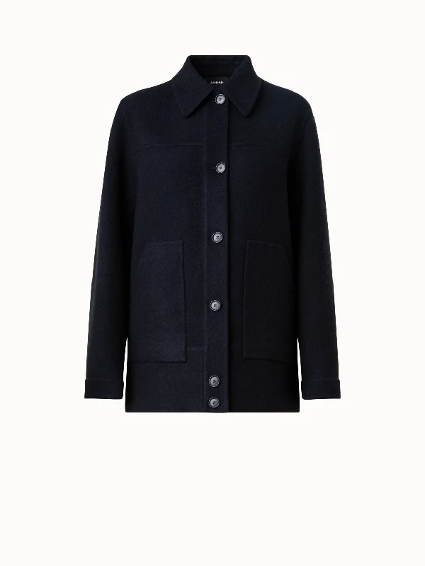 Women's bomber jackets with a holographic finish for a futuristic and eye - catching look  Cashmere Double-Face Shirt Jacket