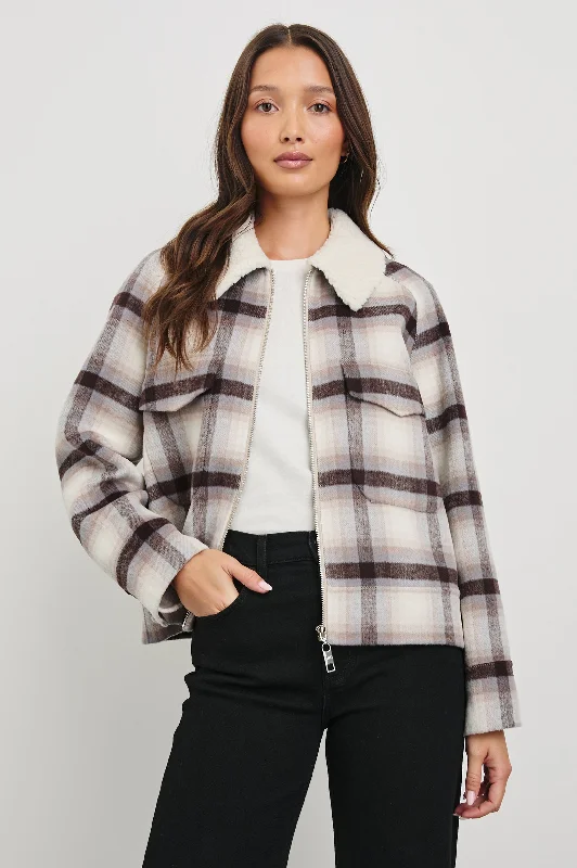 Women's windbreaker jackets with adjustable hoods for windy days  CHEYENNE JACKET - TELLURIDE PLAID