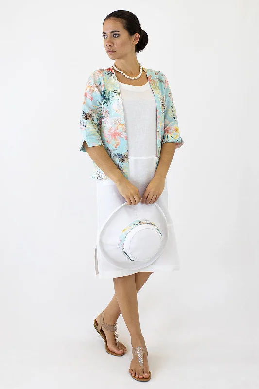 cropped women cardigan to pair with high - waisted jeans Classic Linen Jacket DL-02