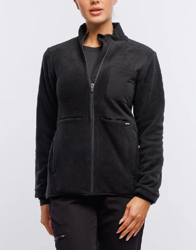 Women's cropped satin jackets in pastel shades for a glamorous evening out  Essential Fleece Jacket - Black