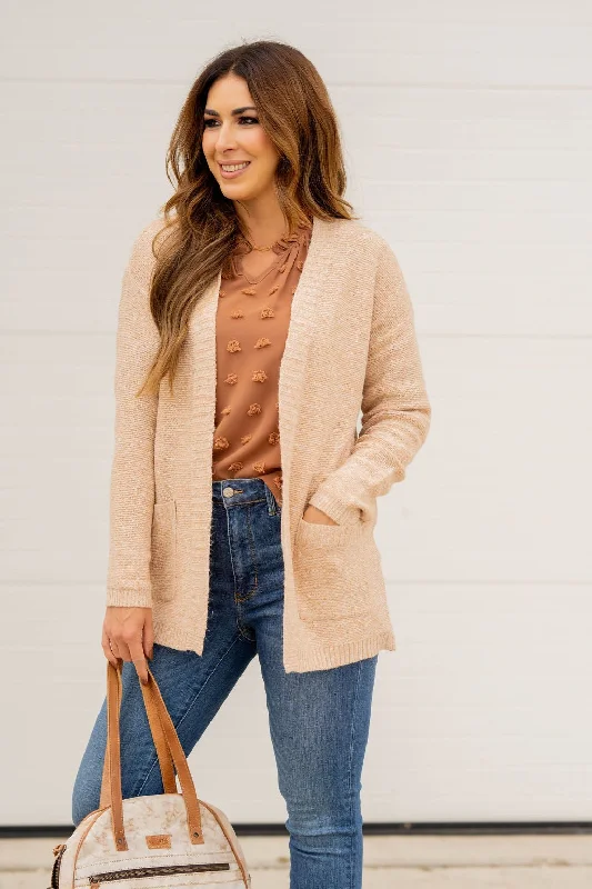 oversized women cardigan for a trendy and cozy look Heathered Ribbed Trim Cardigan