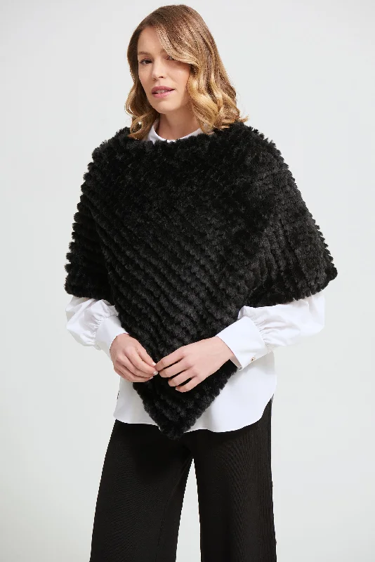hand knitted women cardigan with artisanal charm Joseph Ribkoff Faux Fur Poncho Cardigan