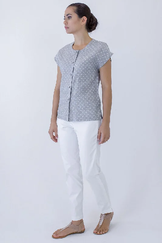 organic cotton women cardigan for an eco - friendly choice Cap Sleeve Shell Button Jacket KL-02
