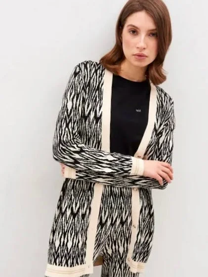 cashmere blend women cardigan for a luxurious feel Cardigan with Ikat Pattern