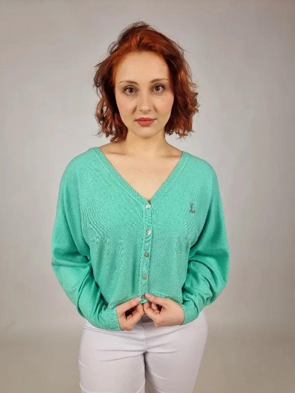 long length women cardigan with side slits Molly Bracken Mint Cardigan