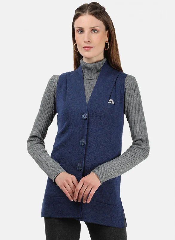 open front women cardigan for easy styling Women Blue Solid Cardigan
