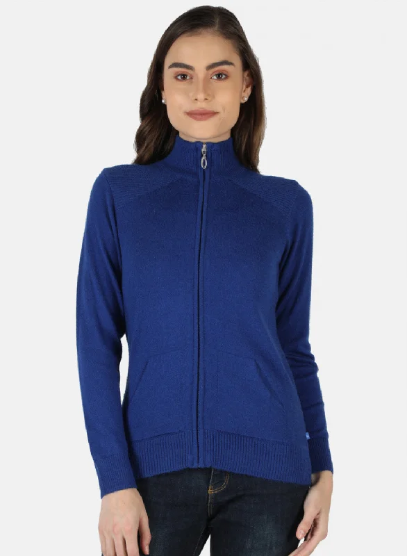 sequin embellished women cardigan for special occasions Women Blue Solid Cardigan