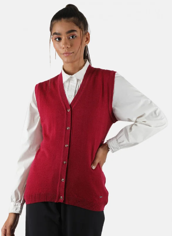 color block women cardigan with bold hues Women Dark Pink Solid Cardigan