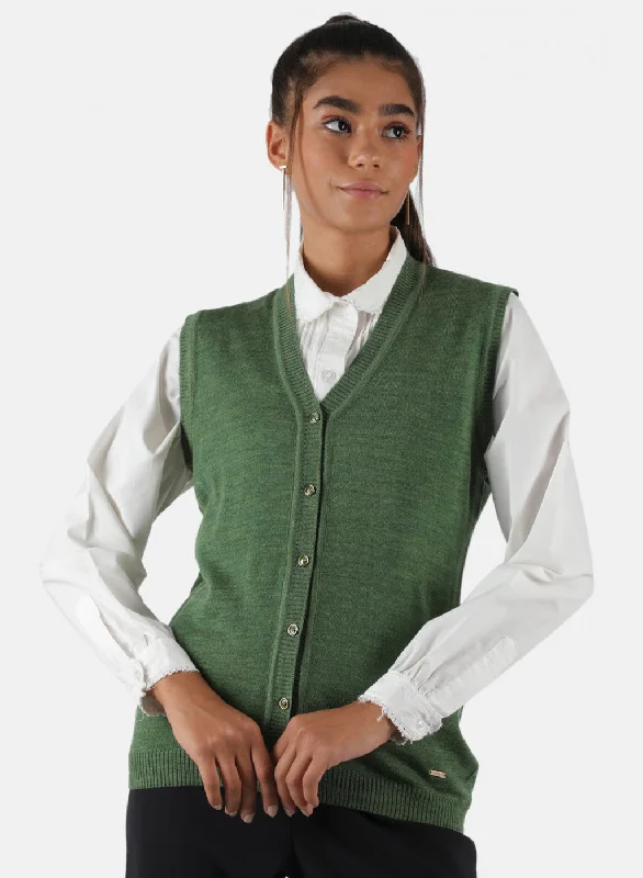 cable knit women cardigan with intricate patterns Women Olive Solid Cardigan