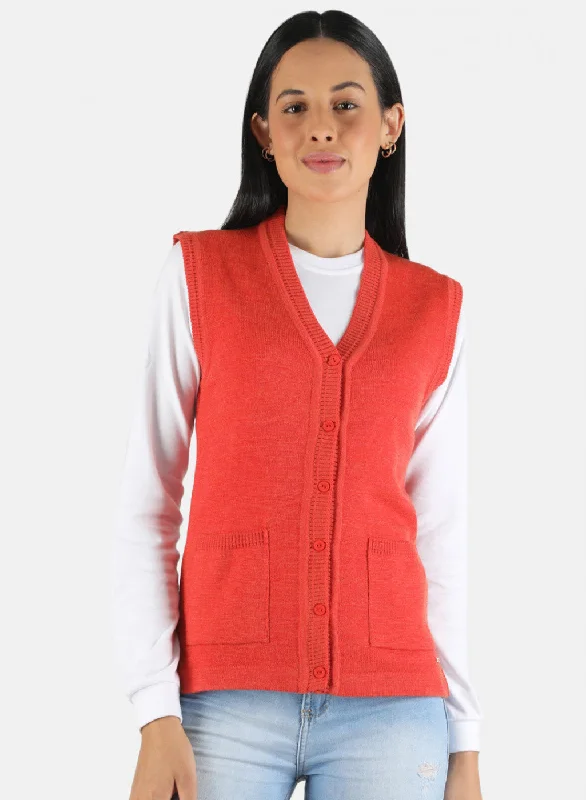 cable knit women cardigan with intricate patterns Women Orange Solid Cardigan