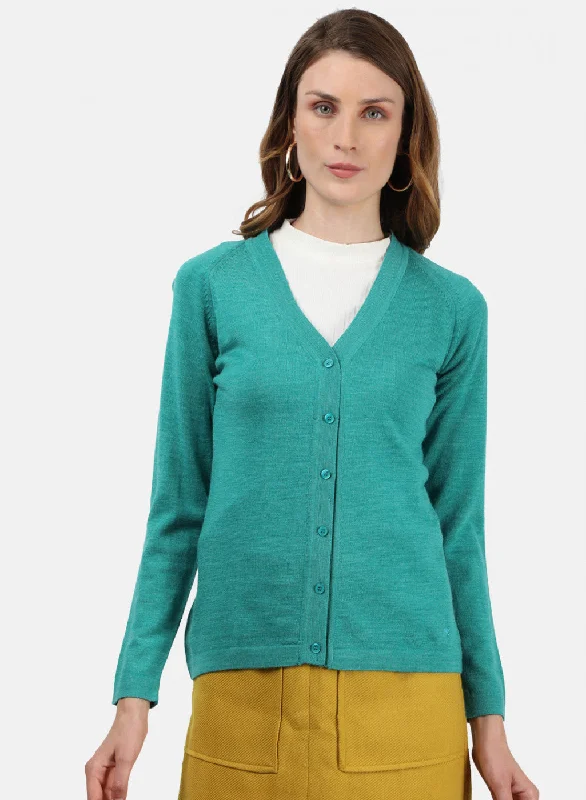 organic cotton women cardigan for an eco - friendly choice Women Sea Green Solid Cardigan organic cotton women cardigan for an eco - friendly choice Women Sea Green Solid Cardigan