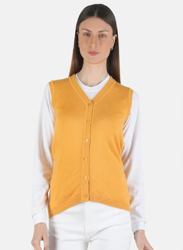 open front women cardigan for easy styling Women Yellow Solid Cardigan