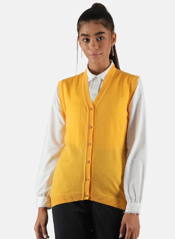 color block women cardigan with bold hues Women Yellow Solid Cardigan