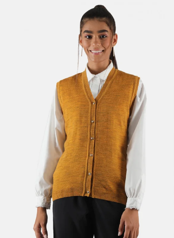 hand knitted women cardigan with artisanal charm Women Yellow Solid Cardigan