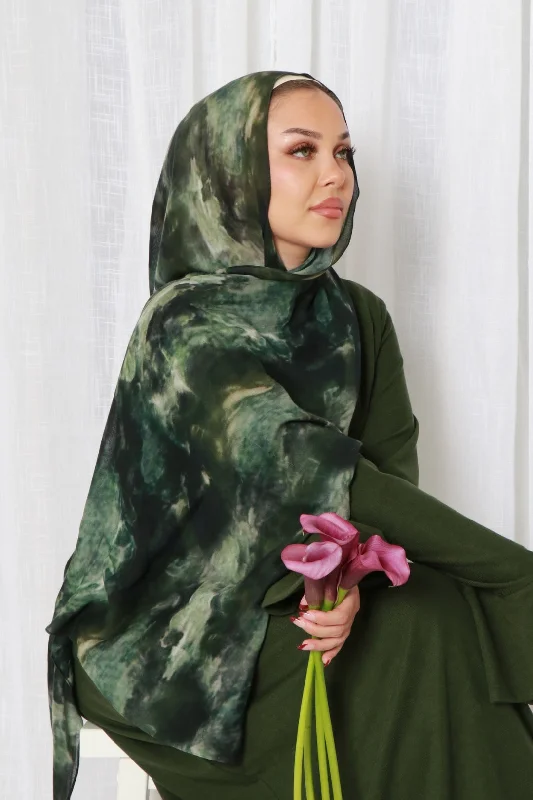 plus size women cardigan for comfortable layering Print Modal- Olive Tie-Dye