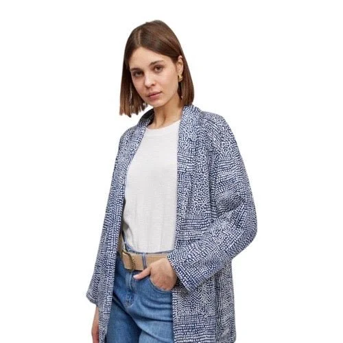 organic cotton women cardigan for an eco - friendly choice PRINTED OPEN FRONT BLAZER organic cotton women cardigan for an eco - friendly choice PRINTED OPEN FRONT BLAZER