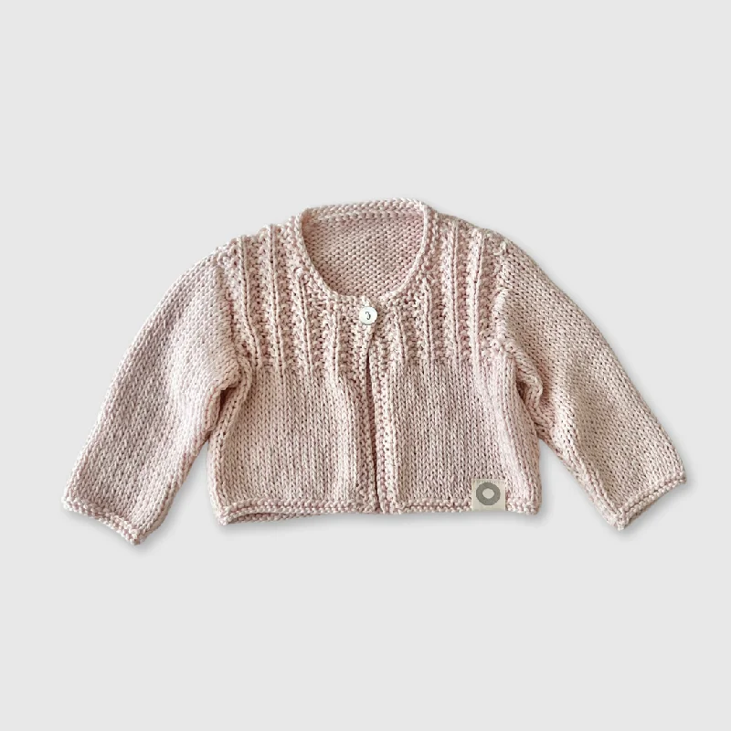 hand knitted women cardigan with artisanal charm Rachael Cardigan - Blush