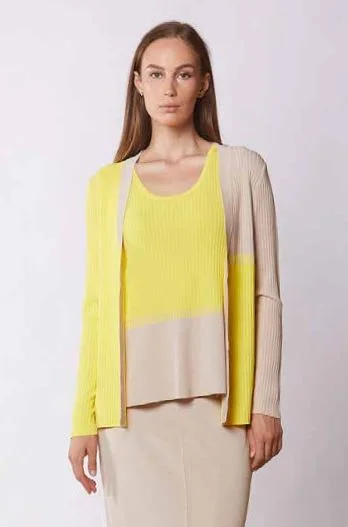 cashmere blend women cardigan for a luxurious feel Rizzolo Yellow/Beige Colour Block Cardigan cashmere blend women cardigan for a luxurious feel Rizzolo Yellow/Beige Colour Block Cardigan