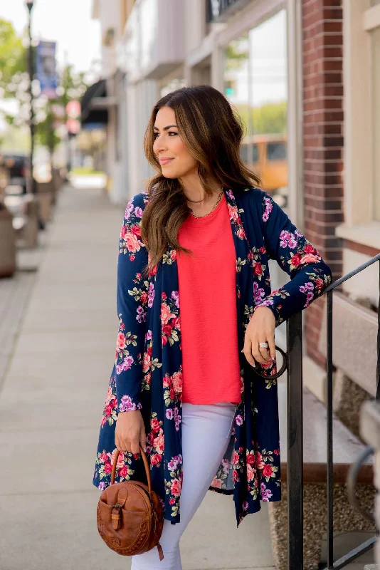 hand knitted women cardigan with artisanal charm Roses Tunic Cardigan