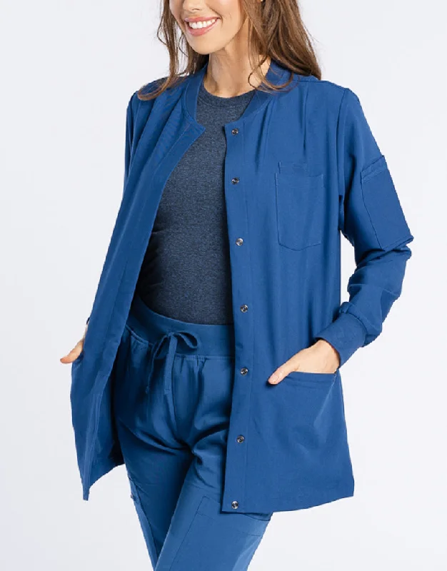 Women's double - breasted tweed jackets in classic colors for a sophisticated office look Scrub Jacket Button Up - Royal Blue Women's double - breasted tweed jackets in classic colors for a sophisticated office look Scrub Jacket Button Up - Royal Blue