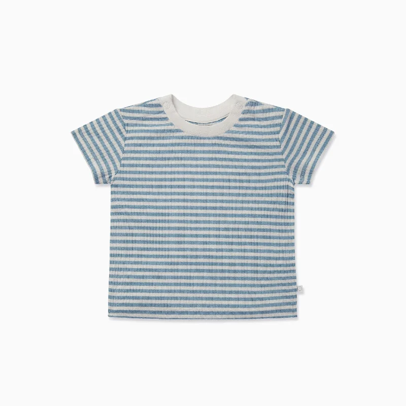cropped women cardigan to pair with high - waisted jeans Sea Stripe Ribbed Drop Shoulder T-Shirt 2022