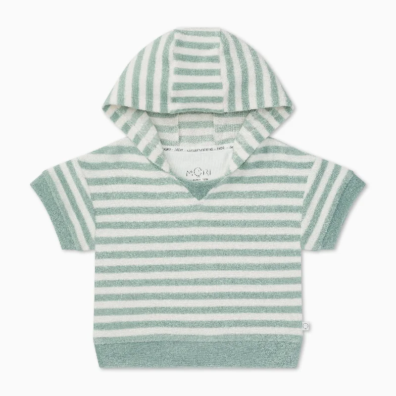 open front women cardigan for easy styling Striped Terry Towelling Oversized Hoodie