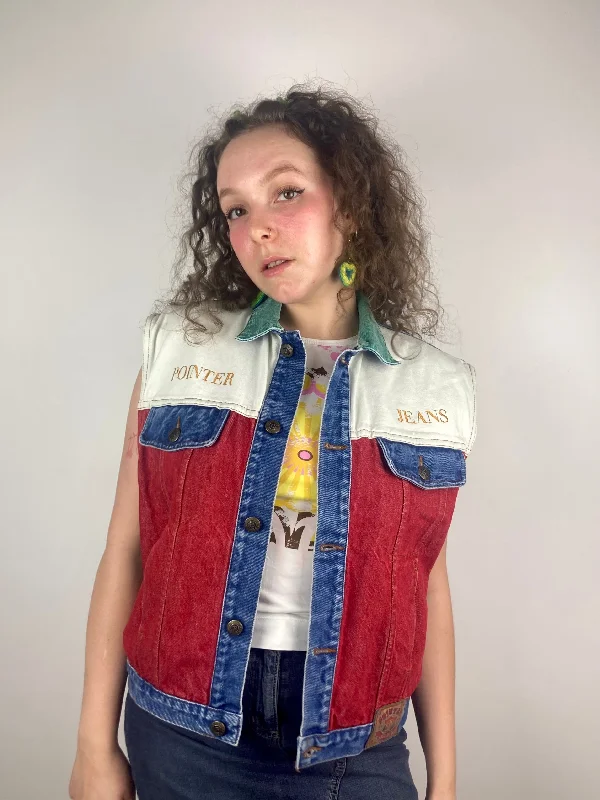 Women's denim jackets with a patchwork design for a bohemian and artsy style  Vintage Panelled Denim Jacket