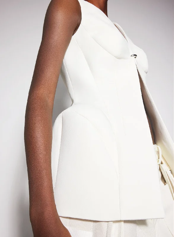 Women's quilted puffer jackets in a cropped silhouette for a modern twist white corseted pierced vest Women's quilted puffer jackets in a cropped silhouette for a modern twist white corseted pierced vest