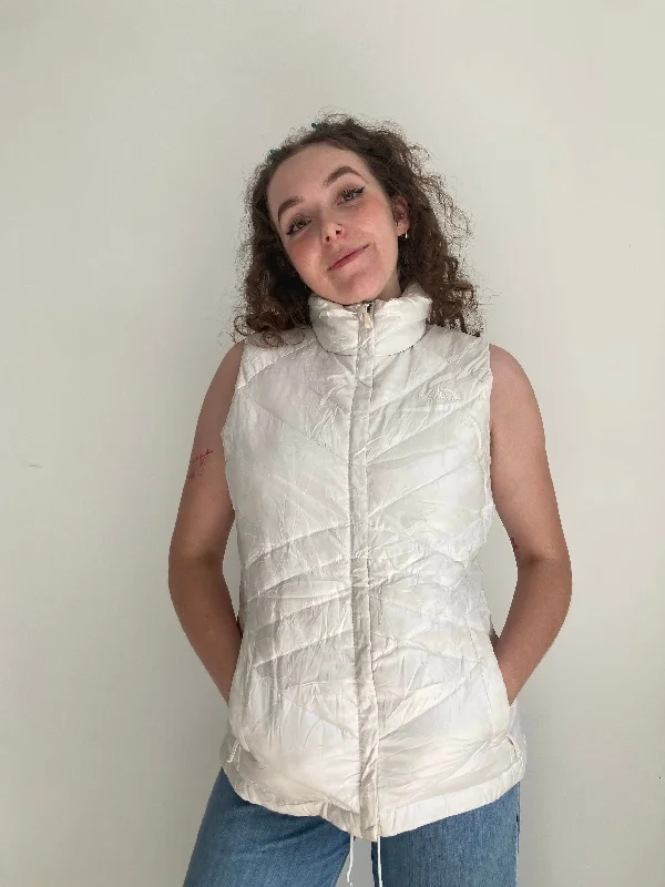 Women's moto jackets with a lace - up front for a unique and stylish touch  White North Face Body Warmer (M)